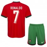 Günstige Fußballtrikots Portugal Ronaldo 7 Kinder Heimtrikot EURO 2024 Kurzarm